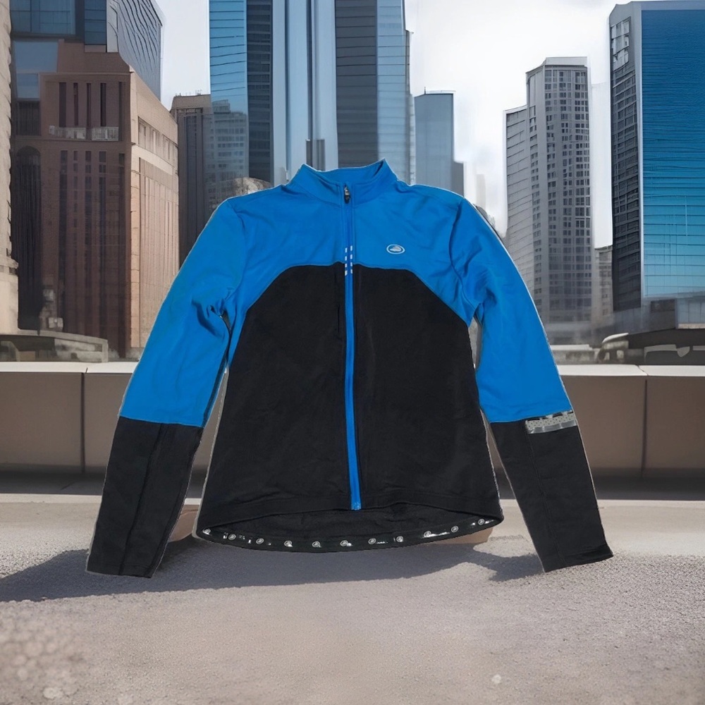 Performance Bike Blue Black Fleece Lined Cold Weather Cycling Jacket